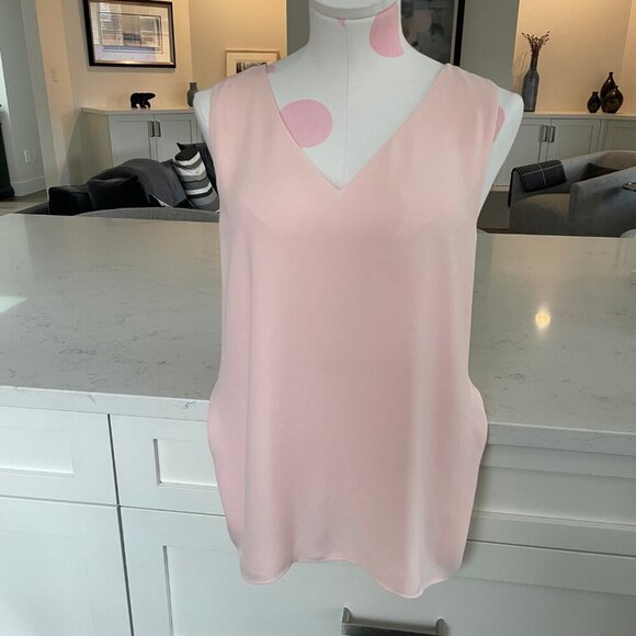 Aritzia Babaton Sleeveless V Neck Lined Polyester Tan Top Soft Pink Sz S - Picture 13 of 13